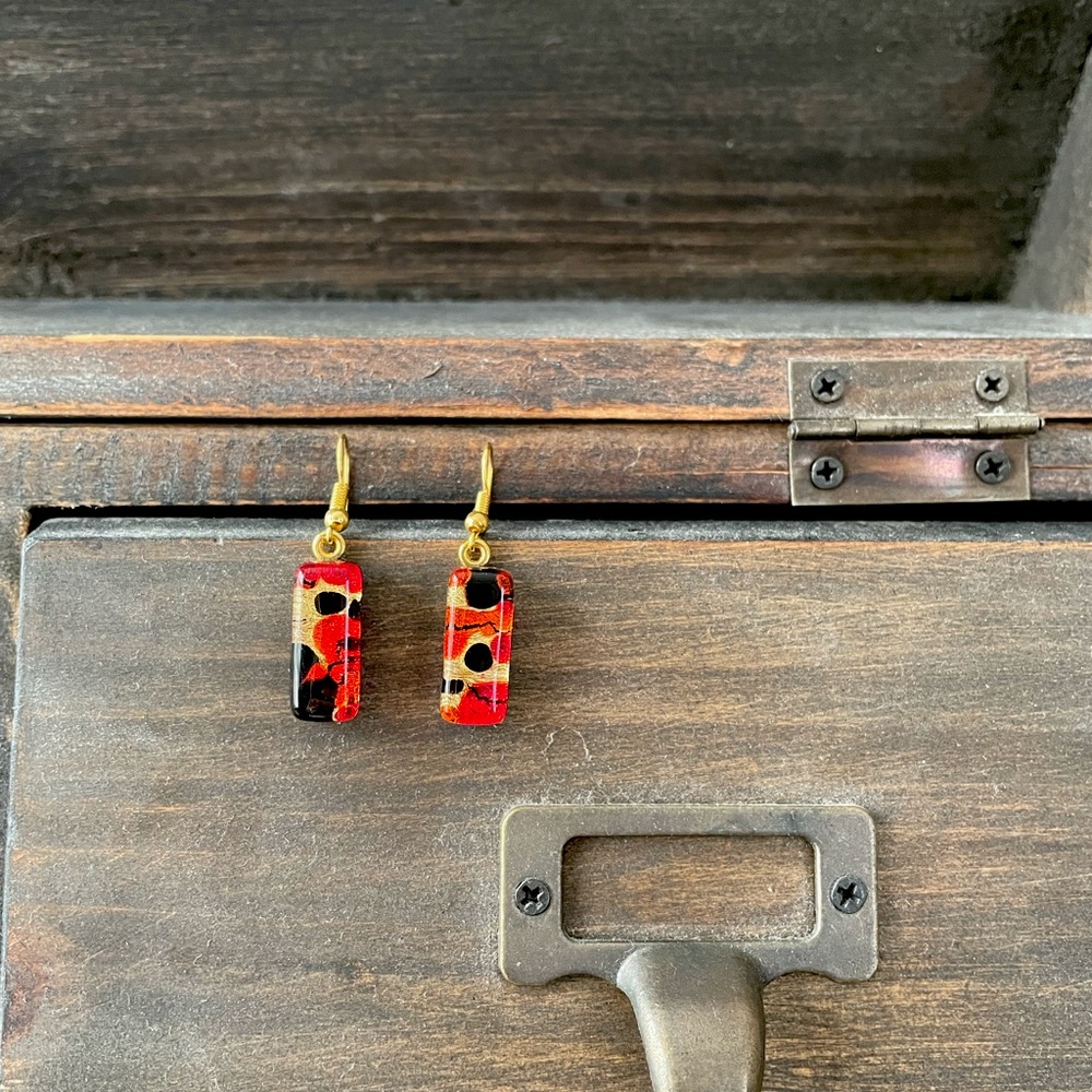 Red and gold earrings